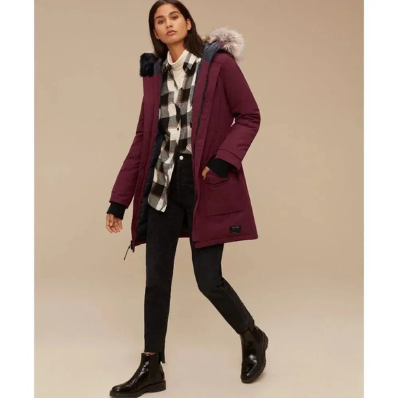 Aritzia Tna Mid Length Bancroft  Goose Down Parka In Red - Picture 1 of 16